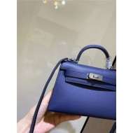 Hermes Kelly Mini II Bag Epsom Leather In Bleu Obscur CTN High