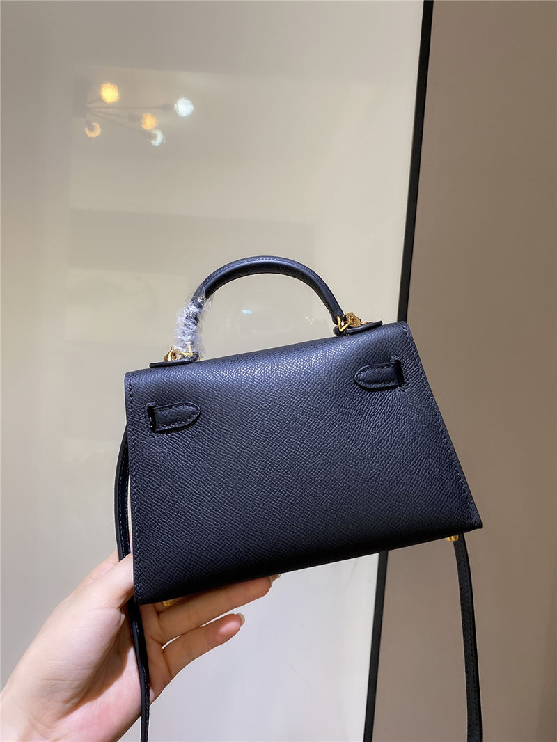 Hermes Kelly Mini II Bag Epsom Leather In Black CTN High