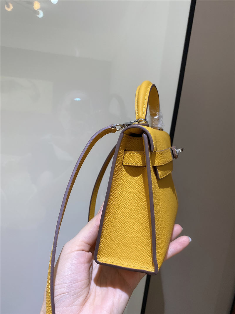 Hermes Kelly Mini II Bag Epsom Leather In Jaune Ambre CTN High