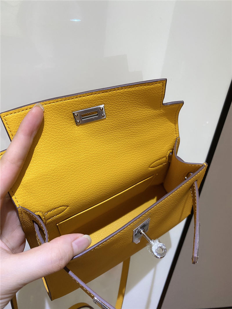 Hermes Kelly Mini II Bag Epsom Leather In Jaune Ambre CTN High