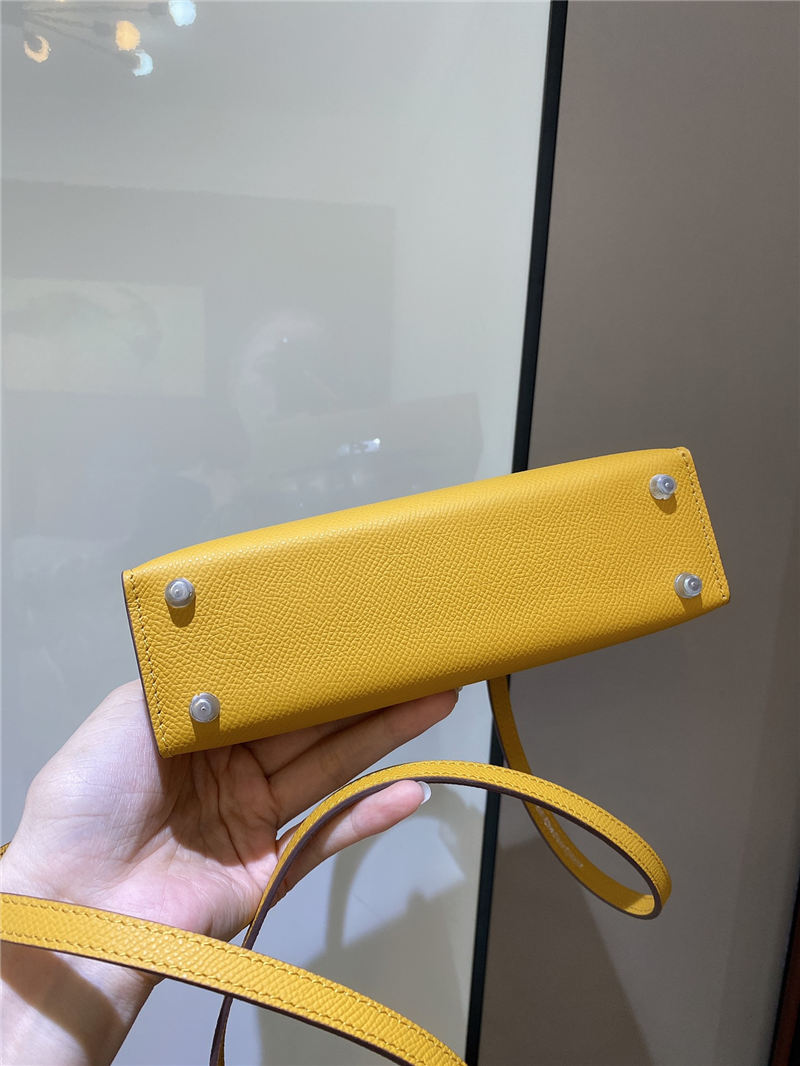 Hermes Kelly Mini II Bag Epsom Leather In Jaune Ambre CTN High