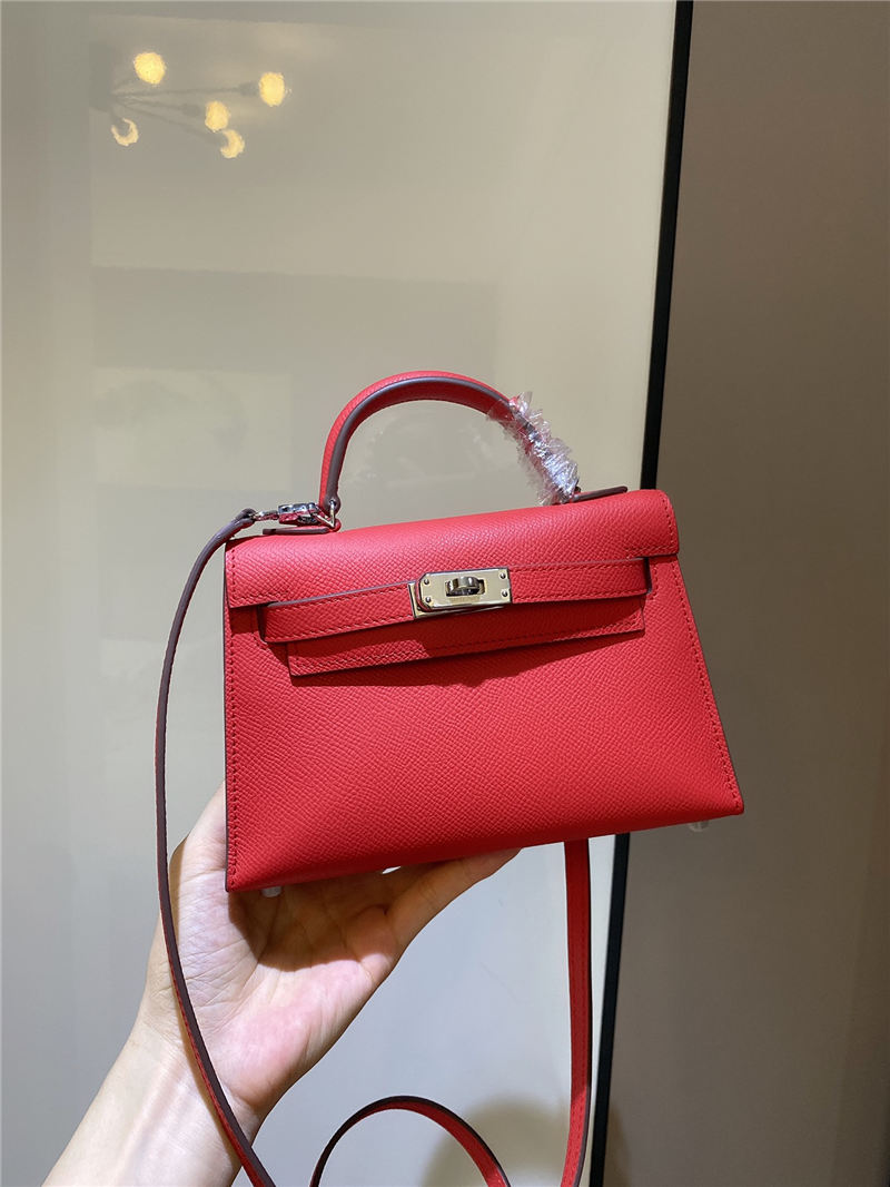 Hermes Kelly Mini II Bag Epsom Leather In Rouge H CTN High