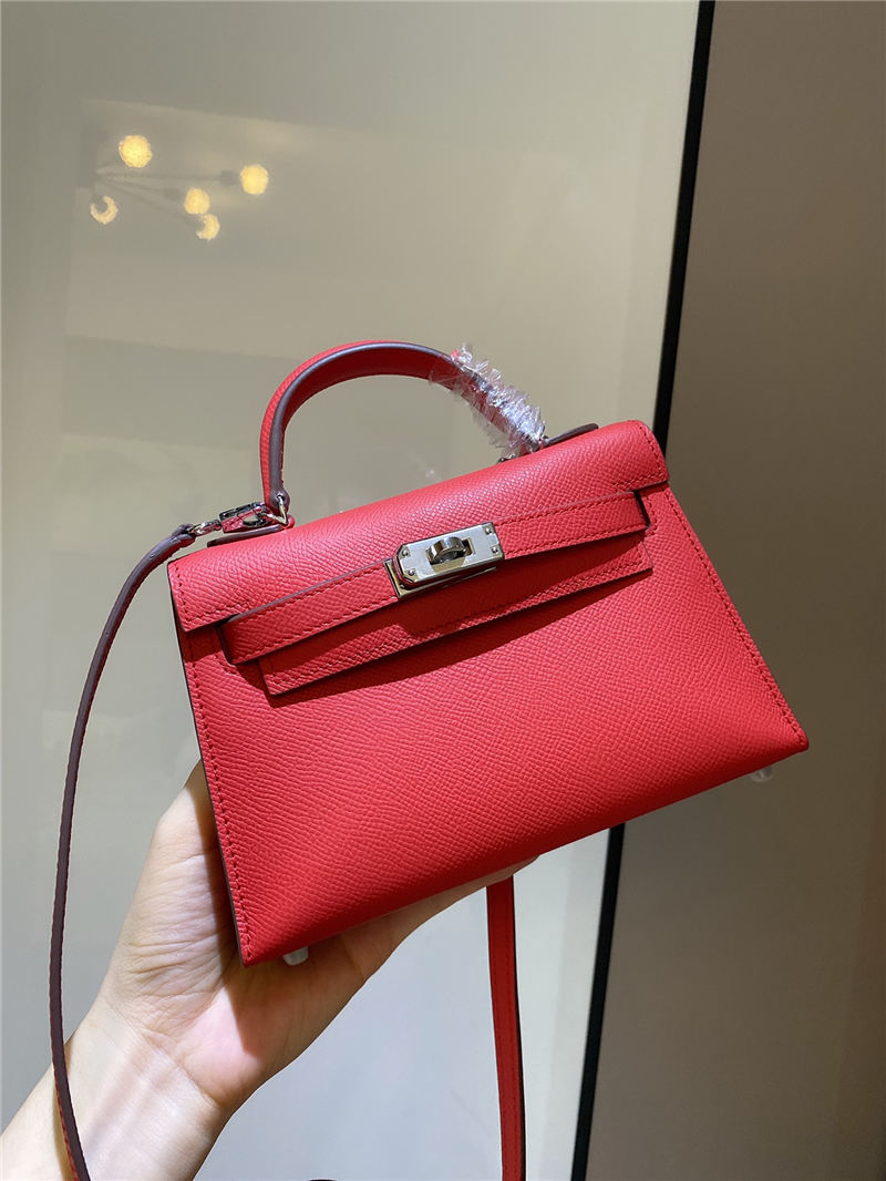 Hermes Kelly Mini II Bag Epsom Leather In Rouge H CTN High