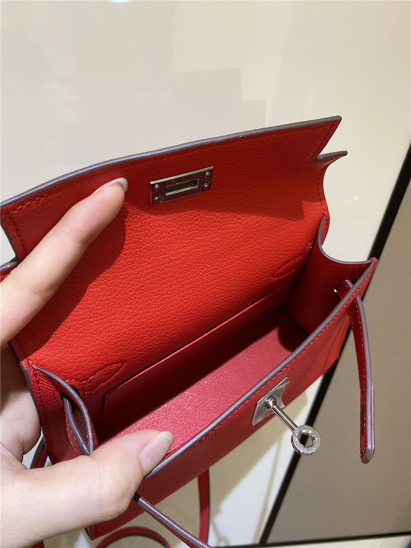 Hermes Kelly Mini II Bag Epsom Leather In Rouge H CTN High