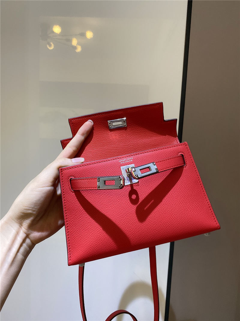 Hermes Kelly Mini II Bag Epsom Leather In Rouge H CTN High