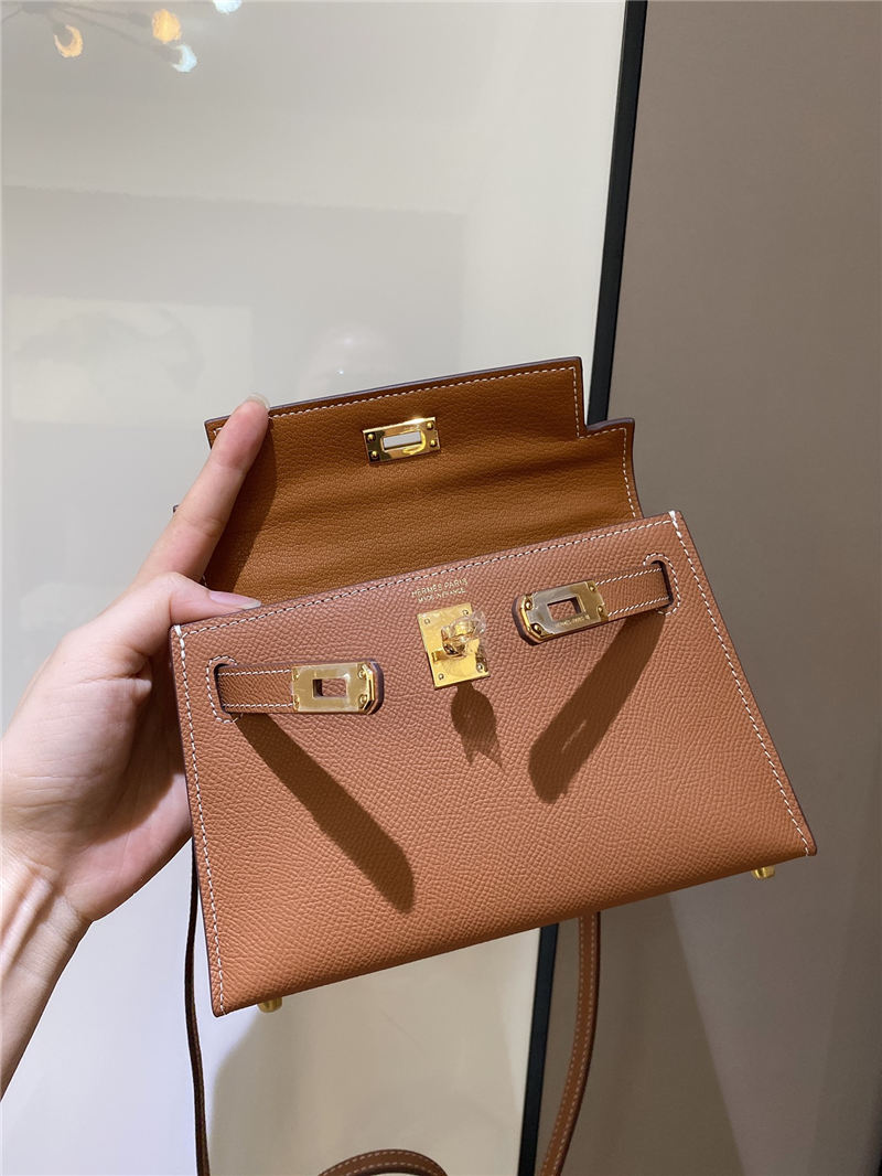 Hermes Kelly Mini II Bag Epsom Leather In Gold CTN High