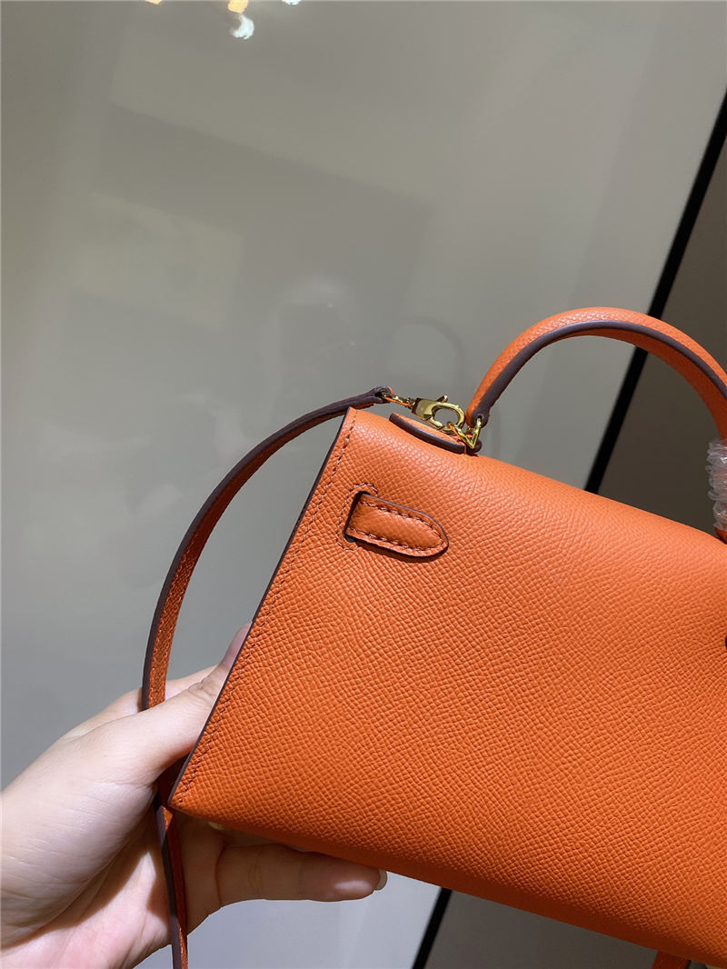 Hermes Kelly Mini II Bag Epsom Leather In Orange CTN High