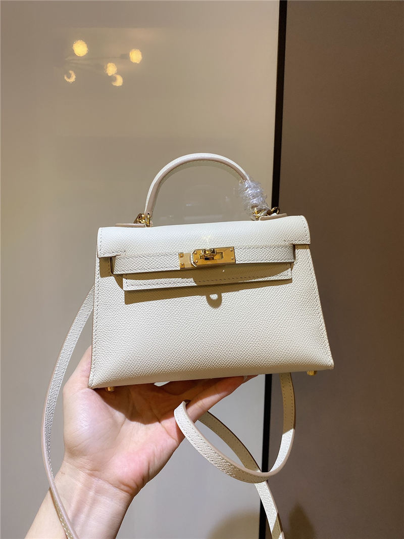 Hermes Kelly Mini II Bag Epsom Leather In Craie CTN High