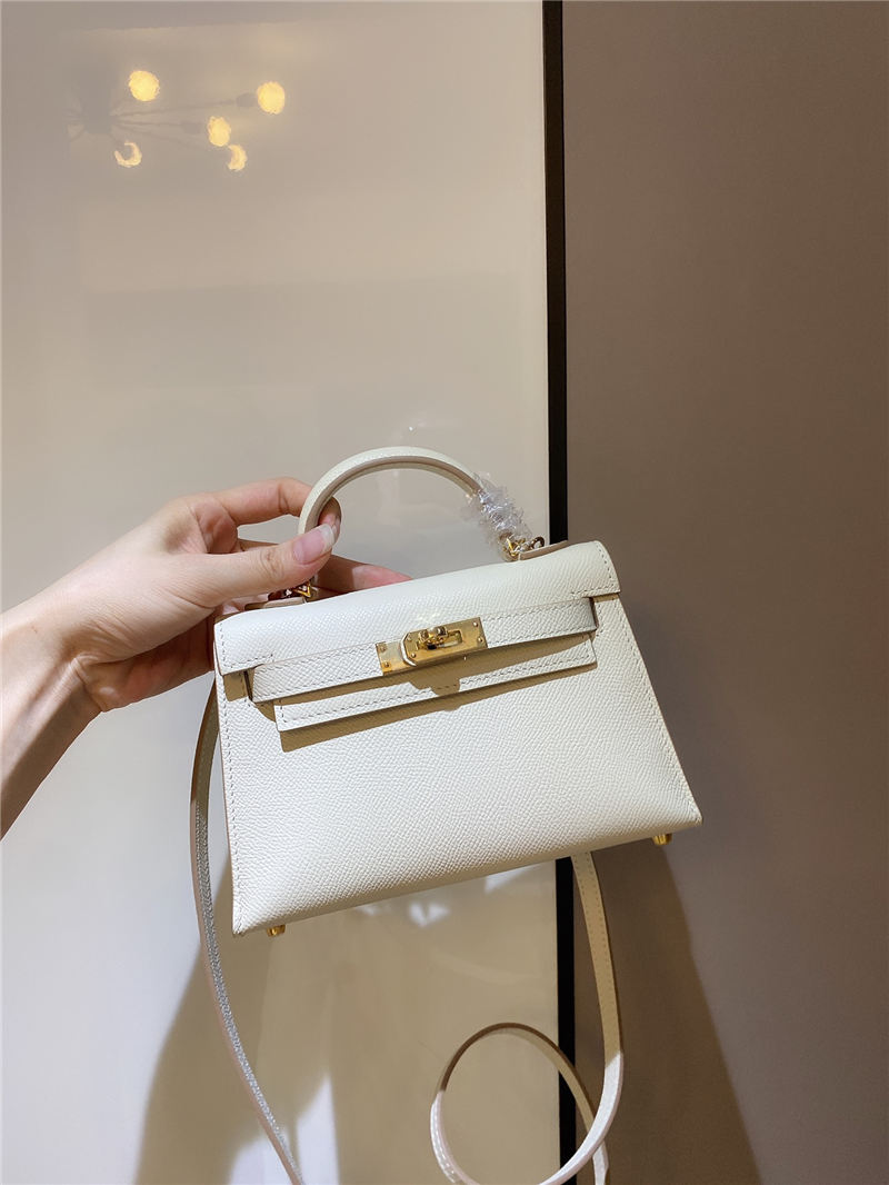 Hermes Kelly Mini II Bag Epsom Leather In Craie CTN High