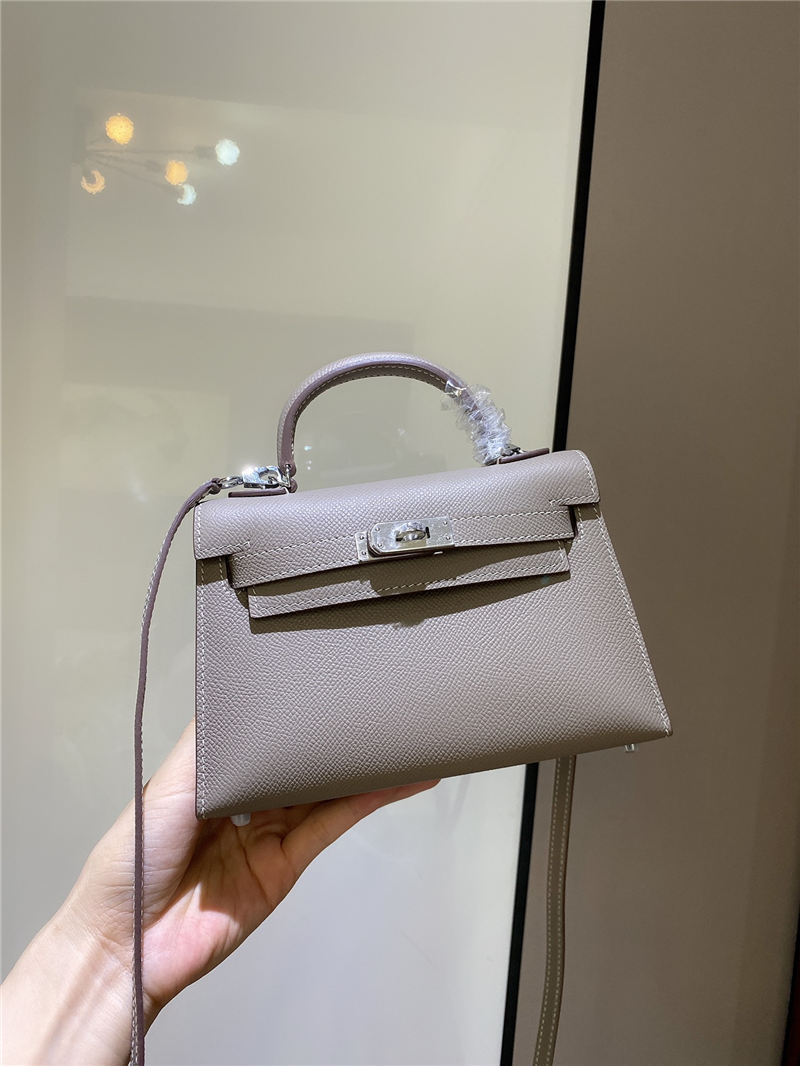 Hermes Kelly Mini II Bag Epsom Leather In Gris Asphalt CTN High