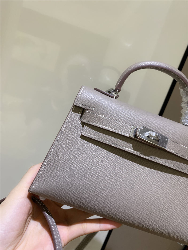 Hermes Kelly Mini II Bag Epsom Leather In Gris Asphalt CTN High