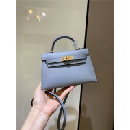 Hermes Kelly Mini II Bag Epsom Leather In Bleu Brume CTN High