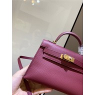 Hermes Kelly Mini II Bag Epsom Leather In Bordeaux CTN High