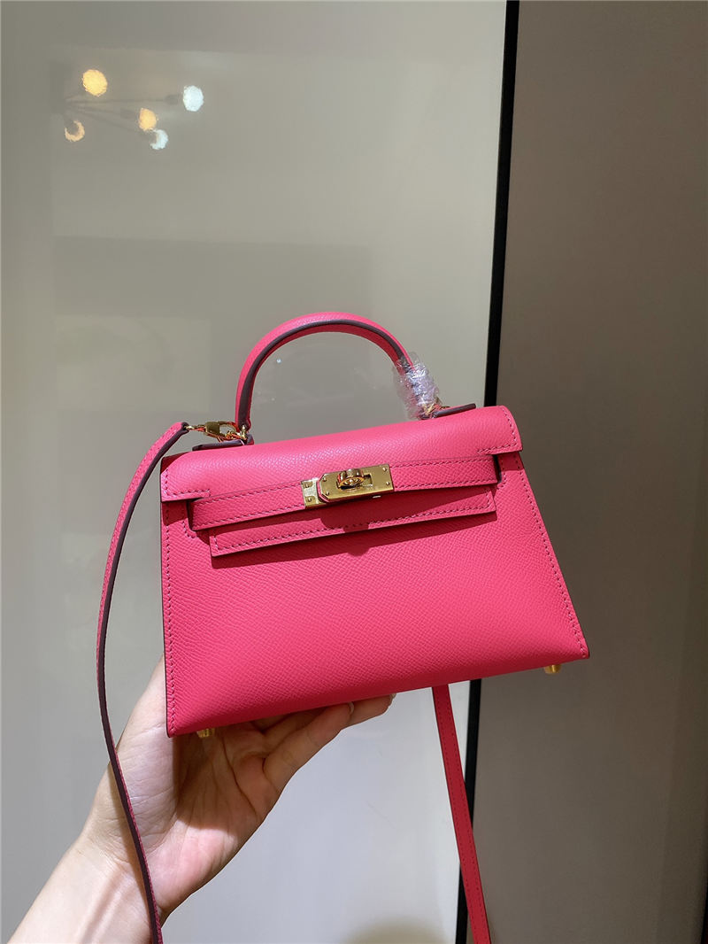 Hermes Kelly Mini II Bag Epsom Leather In Rose eLipstick CTN High