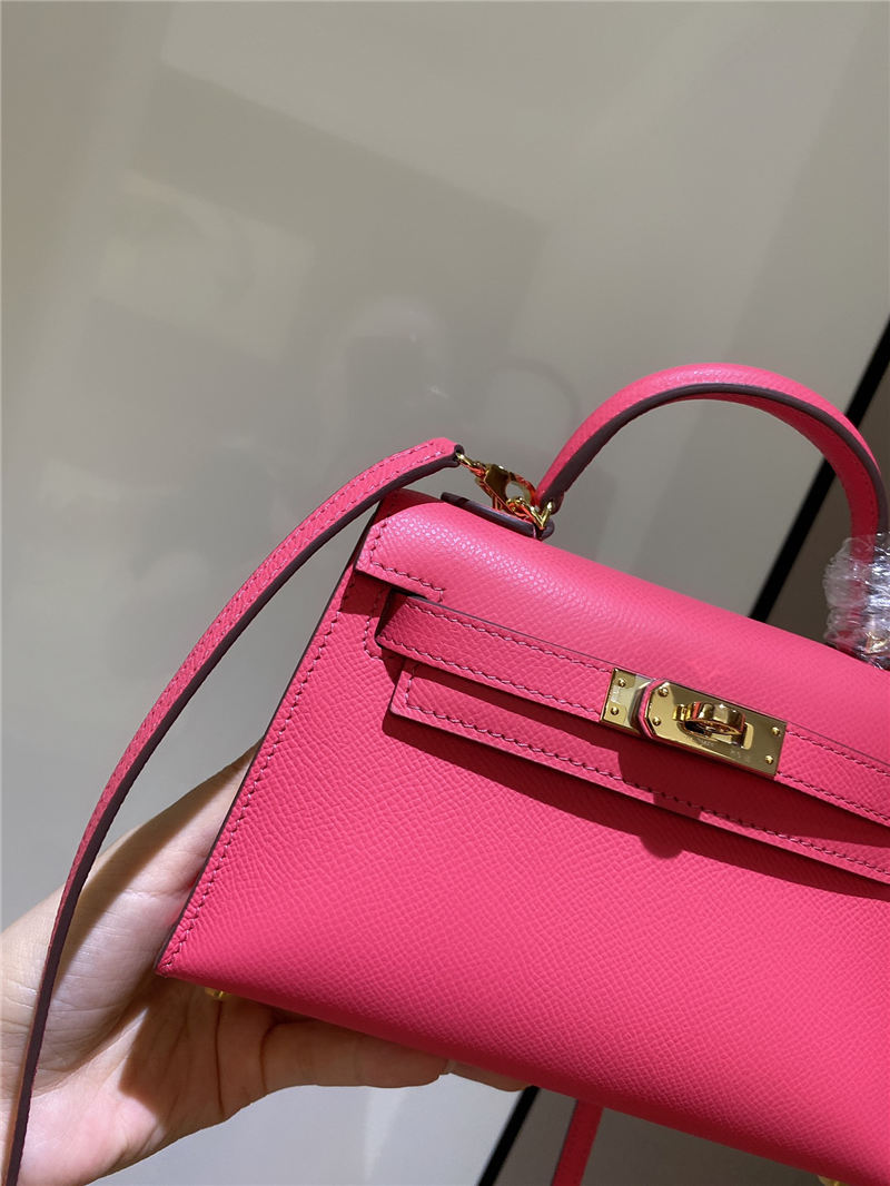 Hermes Kelly Mini II Bag Epsom Leather In Rose eLipstick CTN High