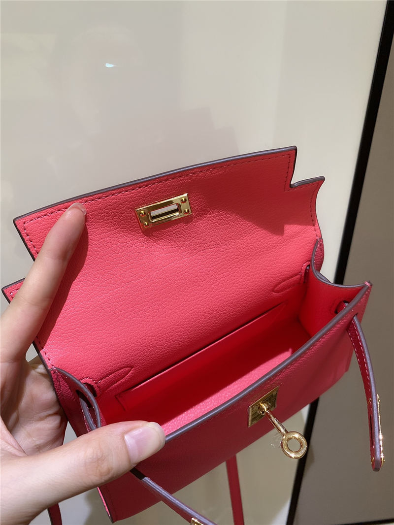 Hermes Kelly Mini II Bag Epsom Leather In Rose eLipstick CTN High