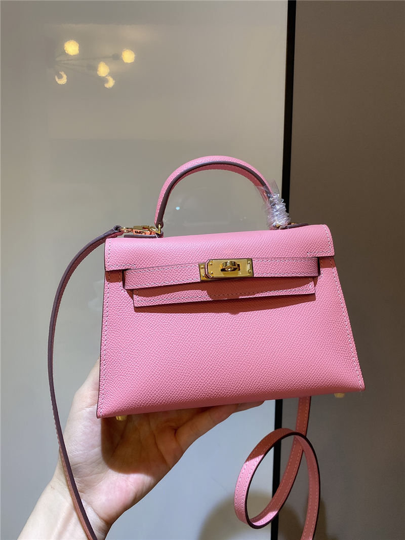 Hermes Kelly Mini II Bag Epsom Leather In Rose Saiura CTN High