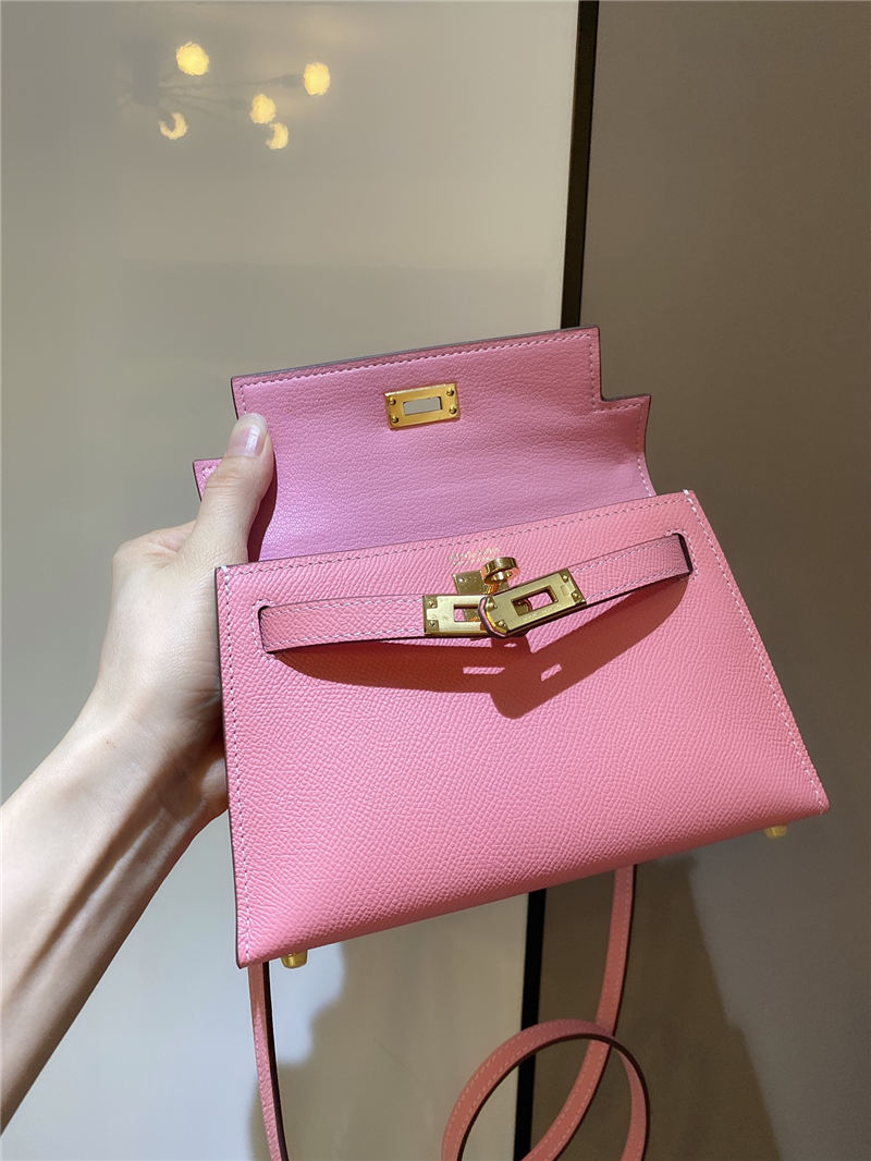 Hermes Kelly Mini II Bag Epsom Leather In Rose Saiura CTN High