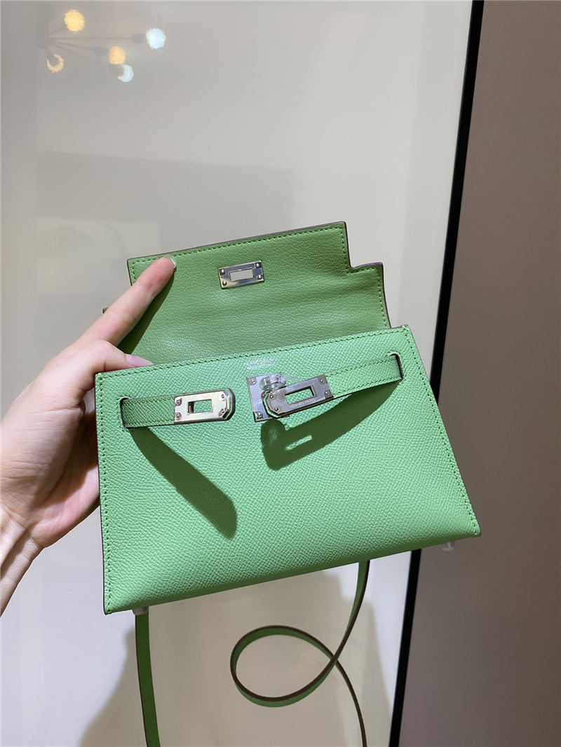 Hermes Kelly Mini II Bag Epsom Leather In Vert Criquet CTN High