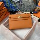 Hermes Kelly Pochette Bag Epsom Leather Silver/Gold Metal WAX High