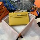 Hermes Kelly Pochette Bag Epsom Leather Silver/Gold Metal WAX High