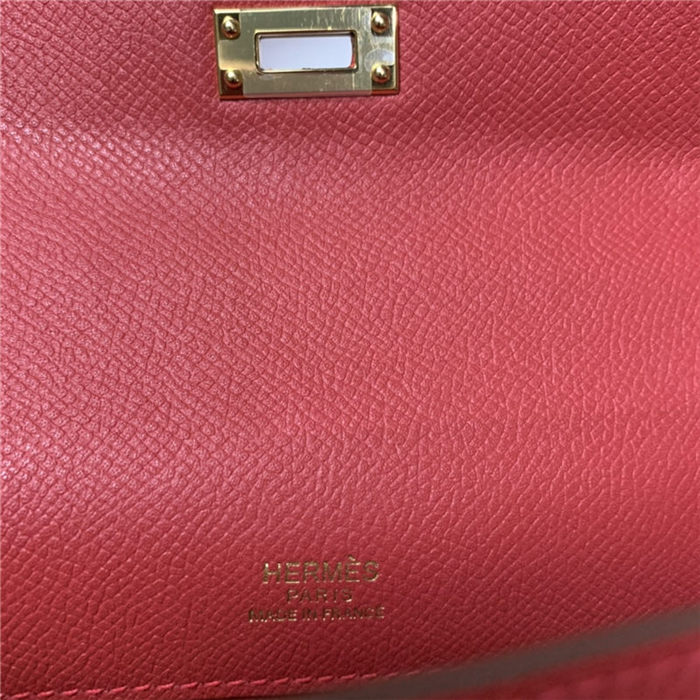 Hermes Kelly Pochette Bag Epsom Leather Silver/Gold Metal WAX High