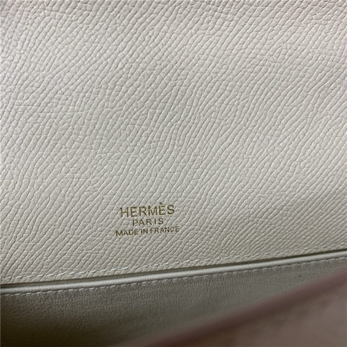 Hermes Kelly Pochette Bag Epsom Leather Silver/Gold Metal WAX High