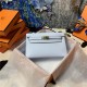 Hermes Kelly Pochette Bag Epsom Leather Silver/Gold Metal WAX High