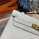 Hermes Kelly Pochette Bag Epsom Leather Silver/Gold Metal WAX High