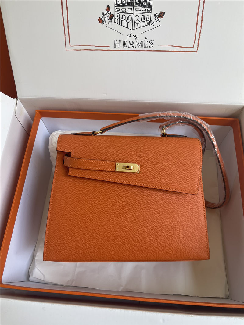 Hermes Kelly Sellier 25 Epsom WAX Orange High