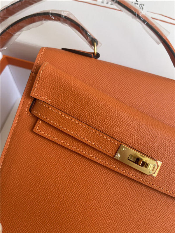 Hermes Kelly Sellier 25 Epsom WAX Orange High