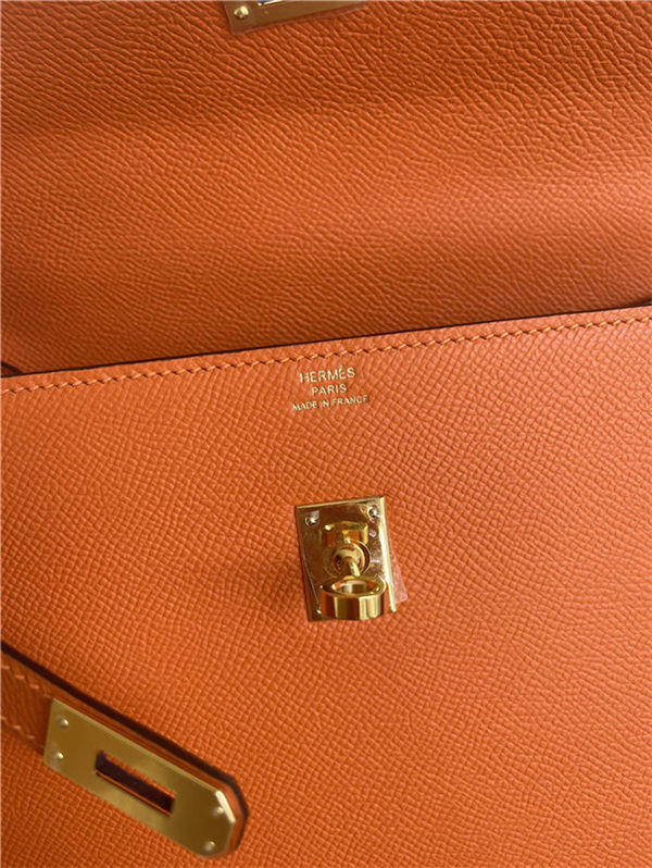 Hermes Kelly Sellier 25 Epsom WAX Orange High