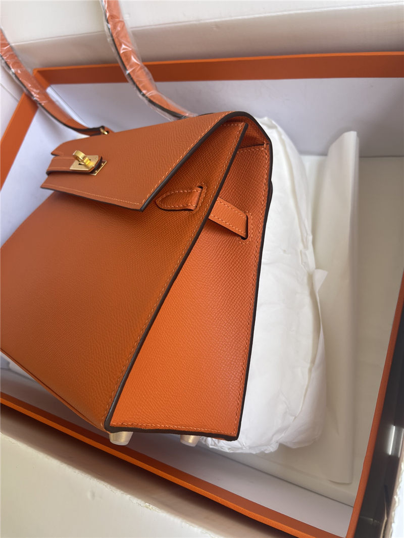 Hermes Kelly Sellier 25 Epsom WAX Orange High