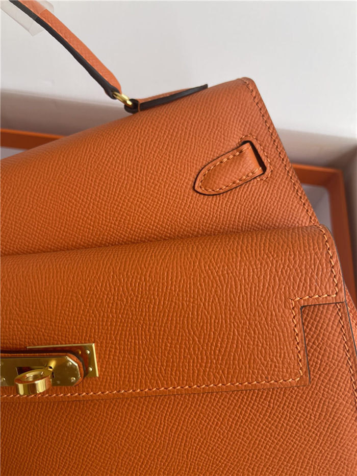 Hermes Kelly Sellier 25 Epsom WAX Orange High