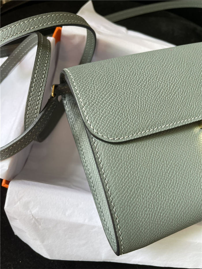 Hermes Constance To Go Long Wallet Epsom Leather Grey-Green Gold-Metal WAX High