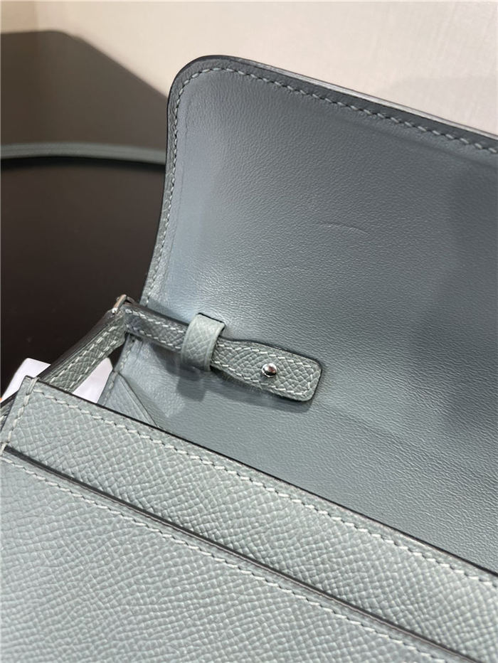 Hermes Constance To Go Long Wallet Epsom Leather Grey-Green Silver-Metal WAX High