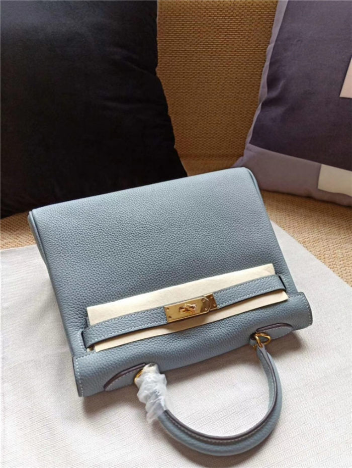 Hermes Kelly 25/28cm Retourne Bag Calfskin In Bleu Lin High