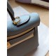 Hermes Kelly 25/28cm Retourne Bag Calfskin In Bleu Lin High