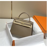 Hermes Kelly 25/28cm Sellier Bag Epsom Leather Silver/Gold Metal In Etoupe-Gold High