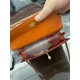 Hermes Kelly 25/28cm Sellier Bag Epsom Leather Silver/Gold Metal In Orange High