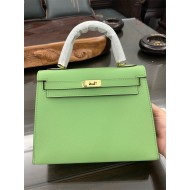 Hermes Kelly 25/28cm Sellier Bag Epsom Leather Silver/Gold Metal In Vert Criquet High