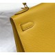 Hermes Kelly 25/28cm Sellier Bag Epsom Leather Silver/Gold Metal In Jaune Ambre High