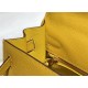 Hermes Kelly 25/28cm Sellier Bag Epsom Leather Silver/Gold Metal In Jaune Ambre High