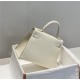 Hermes Kelly 25/28cm Sellier Bag Epsom Leather Silver/Gold Metal In Craie High