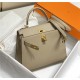 Hermes Kelly 25/28cm Sellier Bag Epsom Leather Silver/Gold Metal In Tourterelle High