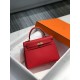 Hermes Kelly 25/28cm Sellier Bag Epsom Leather Silver/Gold Metal In Rouge Casaque High