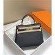 Hermes Kelly 25/28cm Sellier Bag Epsom Leather Silver/Gold Metal In Black-Gold High