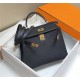 Hermes Kelly 25/28cm Sellier Bag Epsom Leather Silver/Gold Metal In Black-Gold High