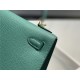 Hermes Kelly 25/28cm Sellier Bag Epsom Leather Silver/Gold Metal In Vert foncé High