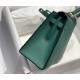 Hermes Kelly 25/28cm Sellier Bag Epsom Leather Silver/Gold Metal In Vert foncé High